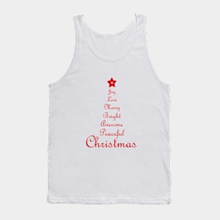 Christmas Tree Word Art Script Typography in Red Tank Top